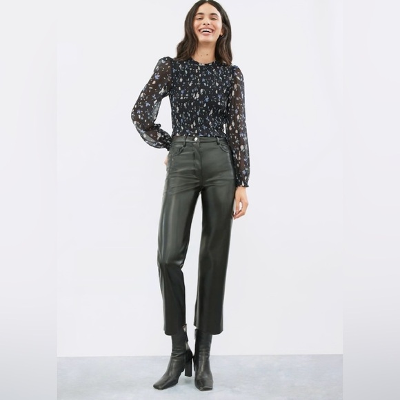 Wilfred Pants - Aritzia Wilfred Melina Classic Black Vegan Faux Leather High Waisted Pant Sz 2